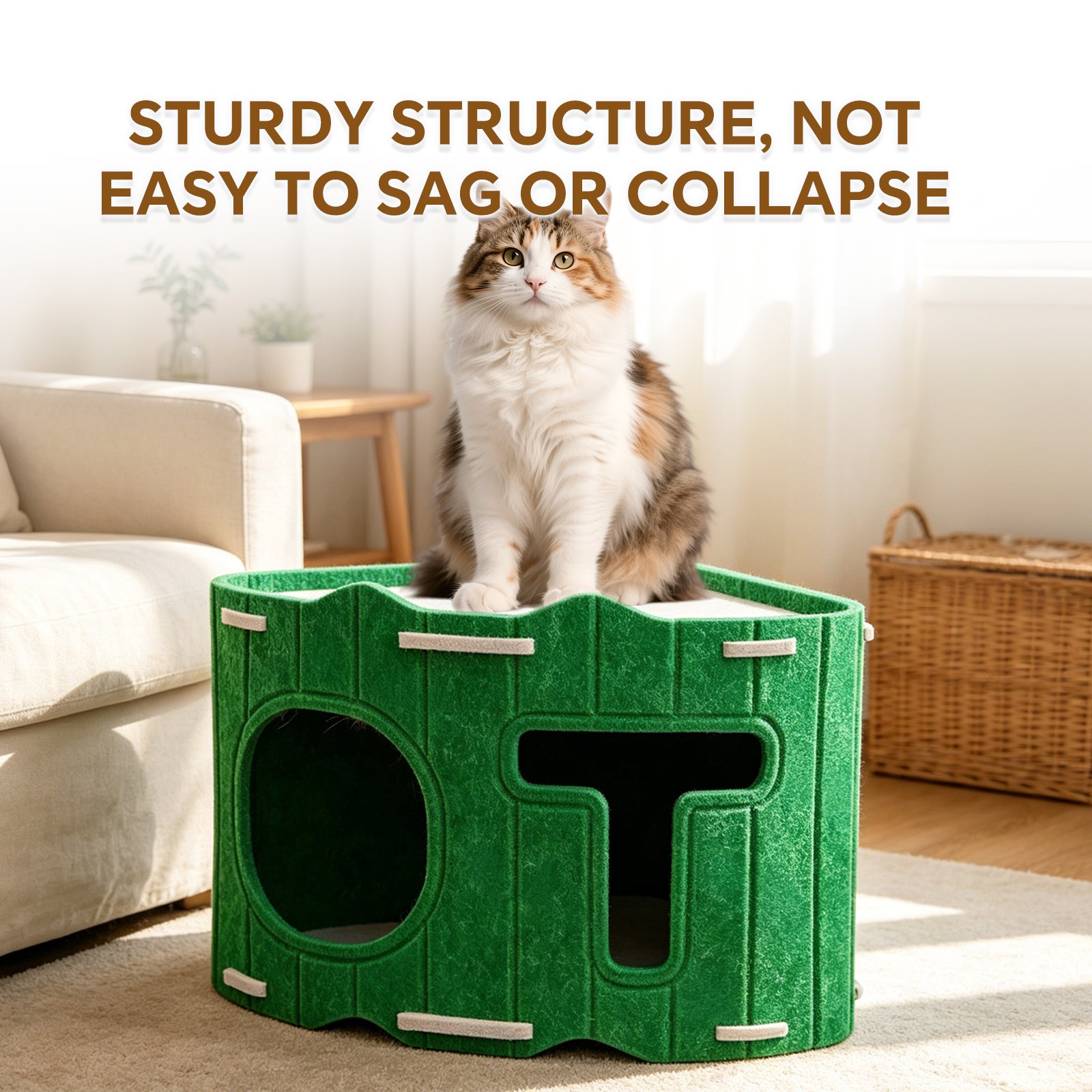 Warm Wool Cat Cave, Comfortable Pet Nest, Soft Cushion with Durable Felt, Double Opening Pets Bed for Indoor Outdoor Use, House with Trendy Design, Pet Shelter for Bedroom Living Room