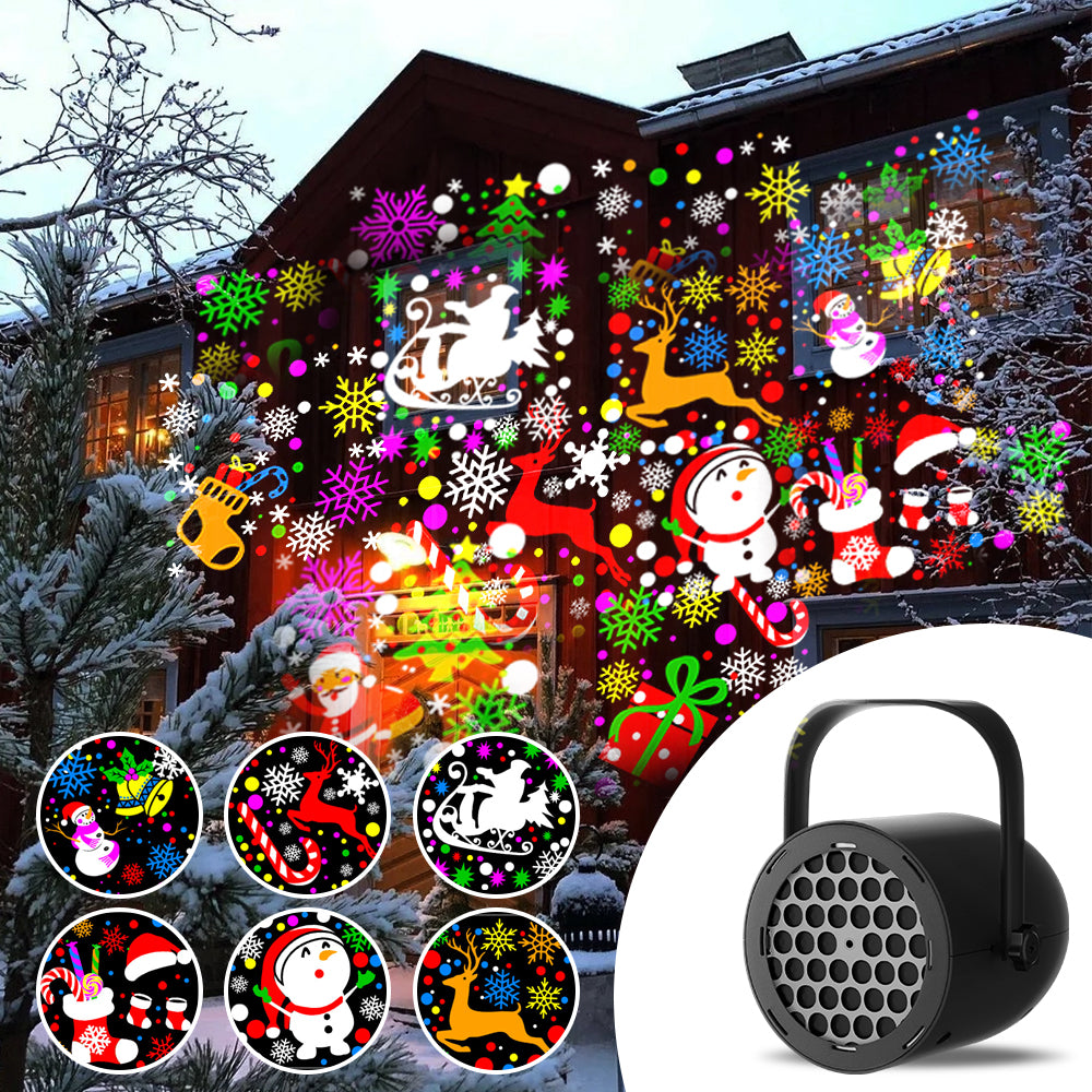 Mini Adjustable LED Christmas Projector Light with Snowman and Snowflake Patterns for Indoor Parties, Birthday Celebrations, Garden and Entryway Decor