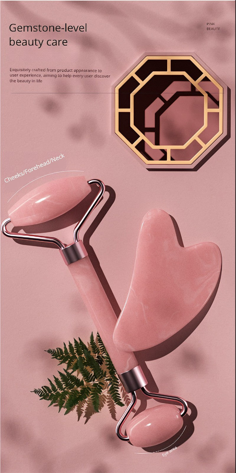 AEELLEEA-Facial Roller and Gua Sha Set, Resin Face Massage Roller with Heart Gua Sha Board, Pink & Green Optional for Face Eye Neck Body Skincare