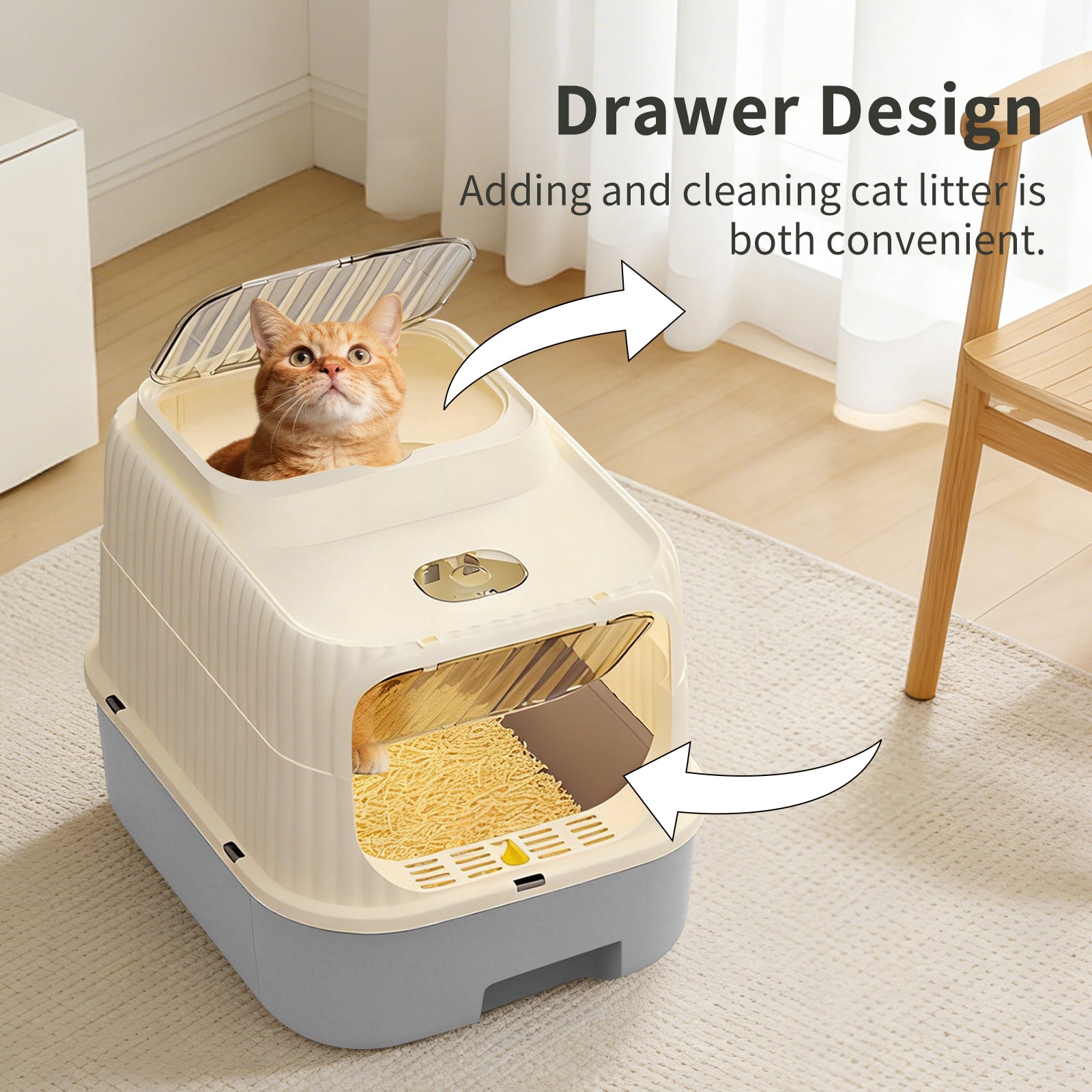 Indoor Cat Litter Box with Enclosed Hood Top Opening Easy Access Convenient Daily Care for Cat Pet Owners at Home