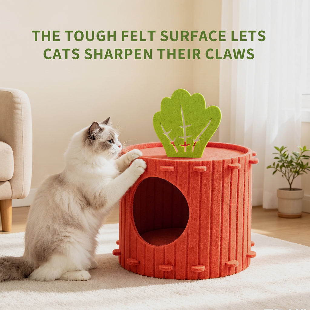 Cave Bed Cats,Soft Detachable Semi-Enclosed House,Carrot Shape Covered Cat Beds - for Home Indoor Medium Large Sized Pets Dogs Kitten Puppy Sleep Rest