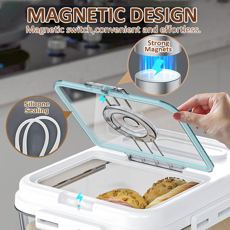 Large Airtight Bread Storage Container with Time Recording Lid, Bread Box for Kitchen Countertop, Bread Keeper Holds Loaf, Toast & Cookies