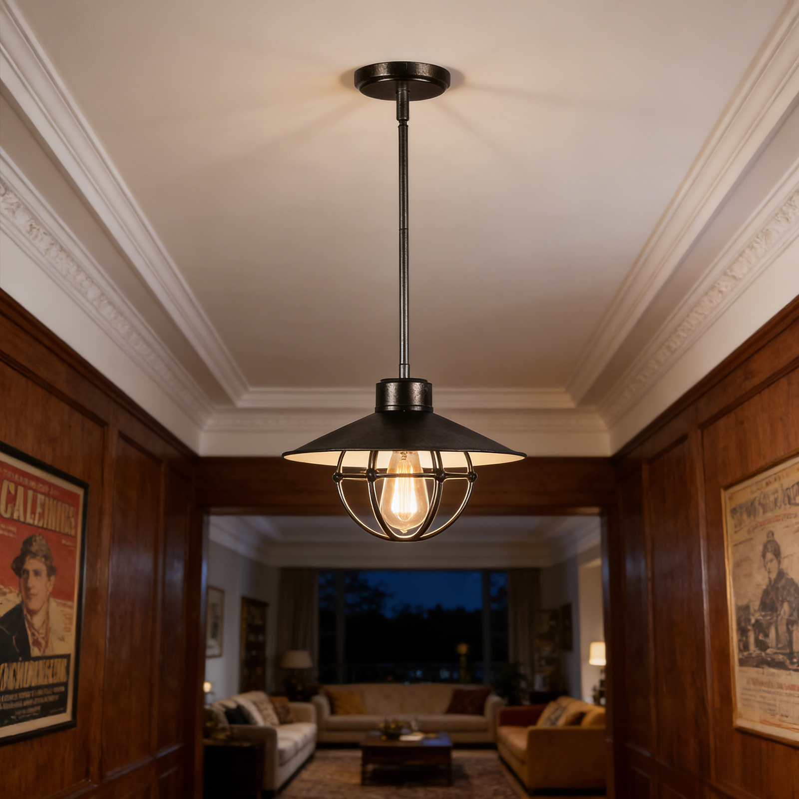Single-Head Simple Vintage Industrial Edison Pendant Light - Height Adjustable American Rustic Lighting Fixture - Ideal for Bar, Dining Room & Kitchen