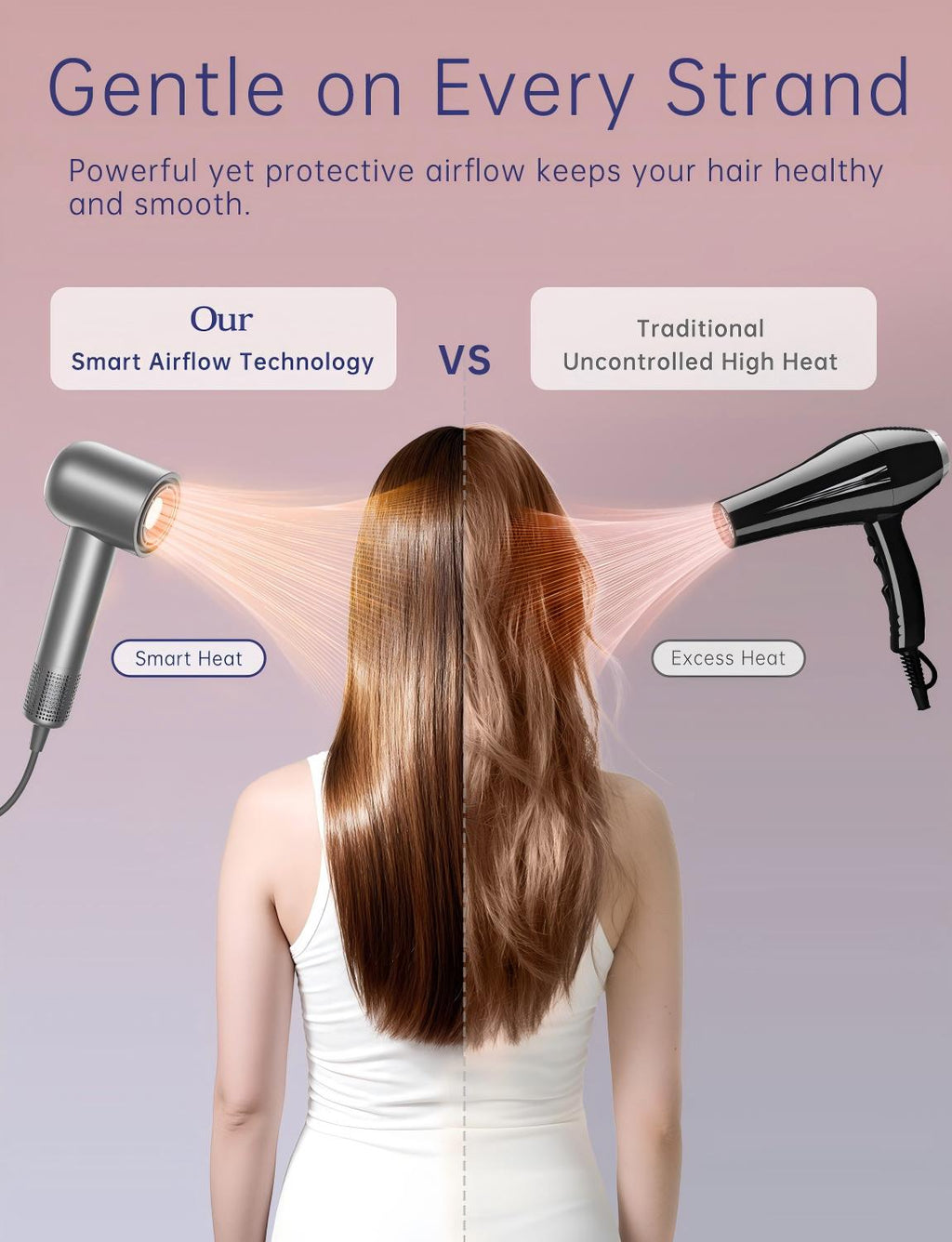 AEELLEEA High-Speed Hair Dryer, 150,000 RPM Ionic Blow Dryer with Diffuser, Fast Drying Low Noise, Gray