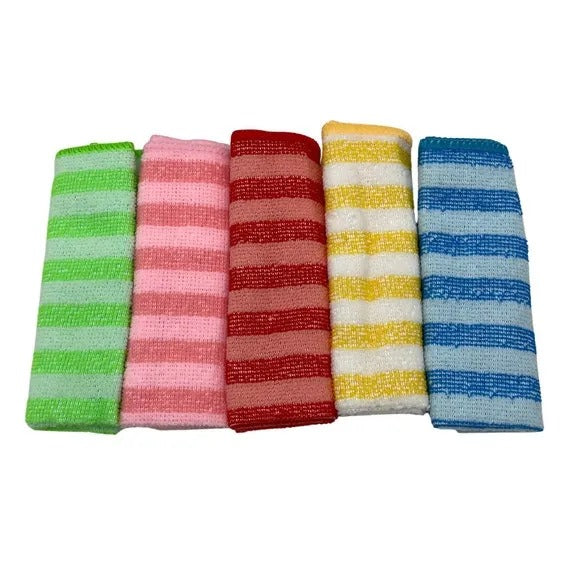 5 Pack Striped Quick Dry Cleaning Towels, 11.75" x 11.75", Super Absorbent Lint Free Reusable Kitchen Dish Cloths for Home Bathroom Car Cleaning