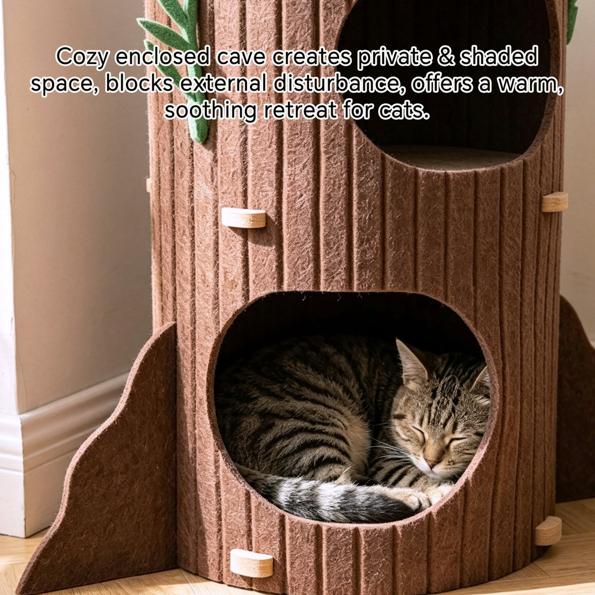 2-Tier Felt Cat House for Indoor Cats, Foldable Cat Bed Cave with Hanging Toy Ball, Scratch-Resistant Hideaway for Play & Sleep