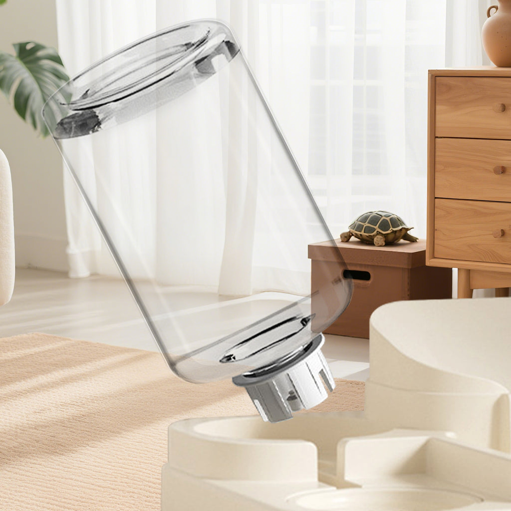 2-in-1 Automatic Pet Feeder and Water Dispenser, Transparent Food and Water Bowl, Self Refilling Pet Feeding Station