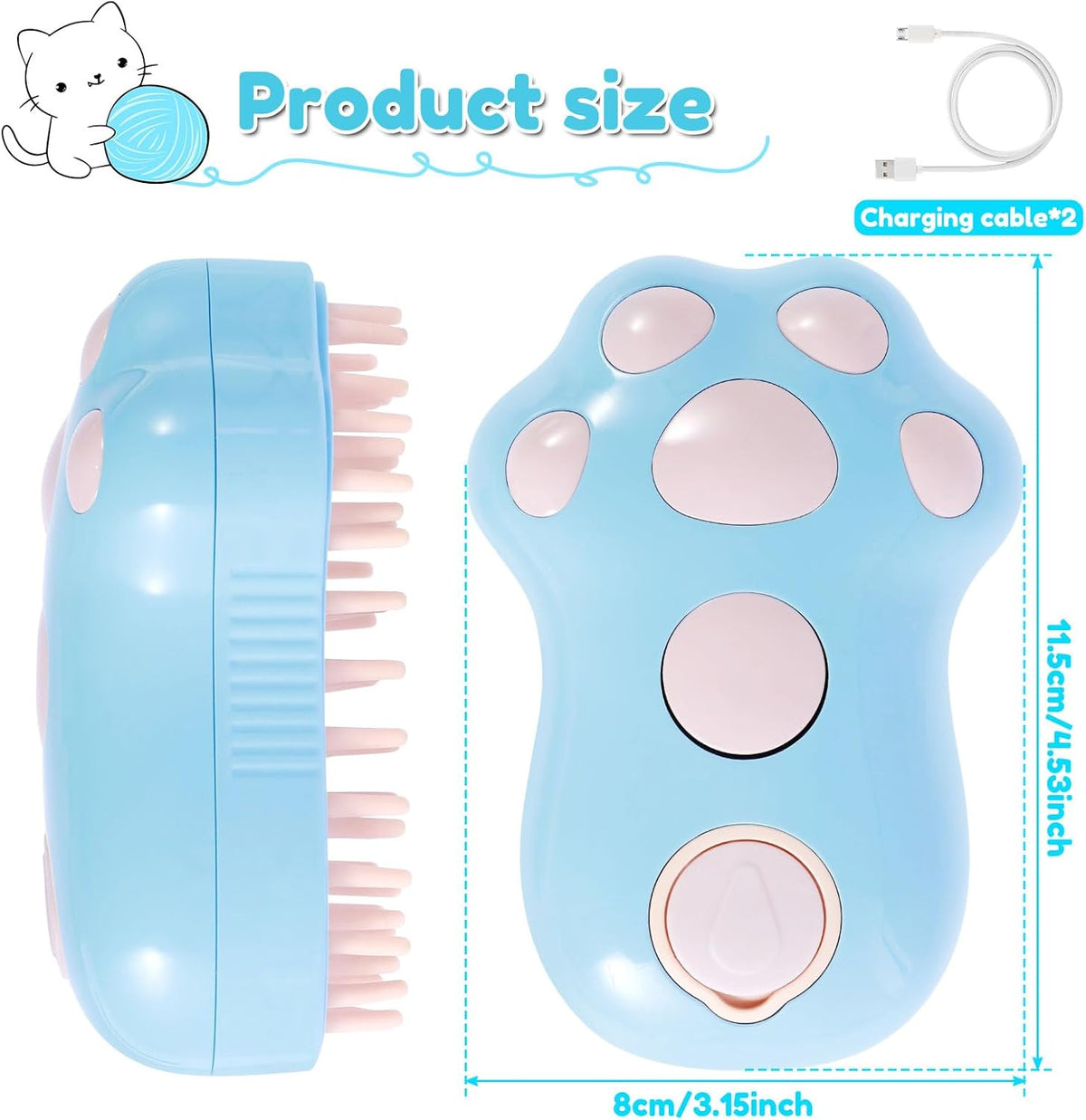 AEELLEEA Pet Grooming Brush for Cats & Dogs, Self Cleaning Hair Removal Comb for Massage, Shedding & Bathing