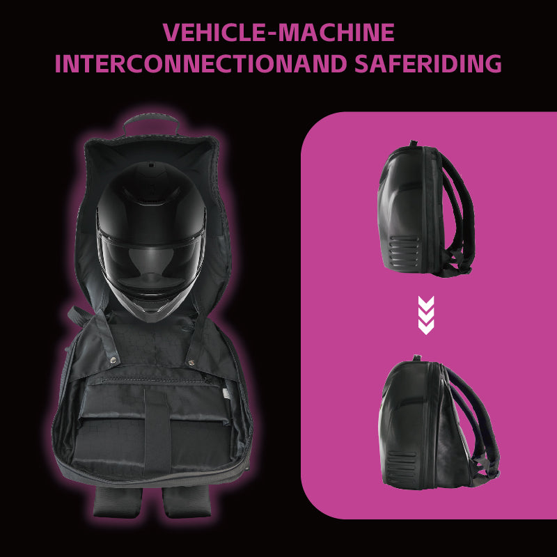3D Hardshell Motorcycle Backpack with Customizable Display, Water Resistant Rider Backpack for 15.6 Inch Laptop
