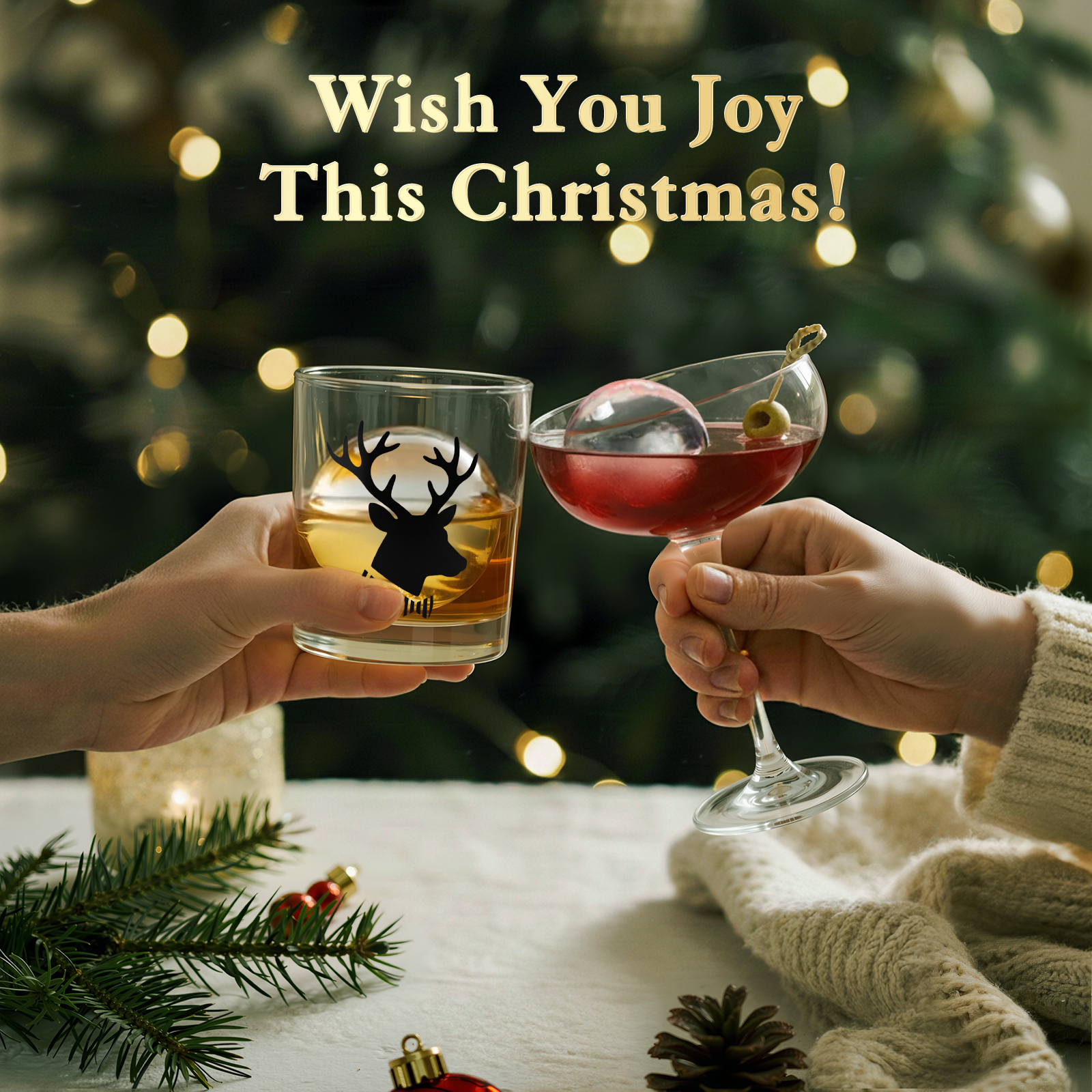 2.5 Inch Stainless Steel Clear Ice Ball Maker Set, Food Grade Silicone Ice Sphere Mold for Whiskey Bourbon Cocktails, Christmas Holiday Gift Box for Men Home Bar