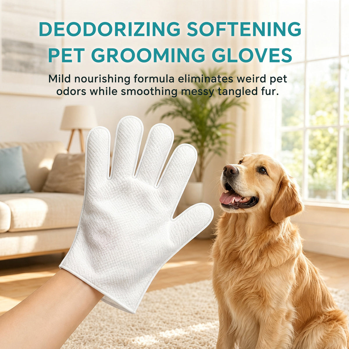 Rinse Free Dog Shampoo Mitts, Pet Glove Wipes for Dogs & Cats, Portable Pet Bathing Gloves, Rinse Free Shampoo Mittens for Paws and Body