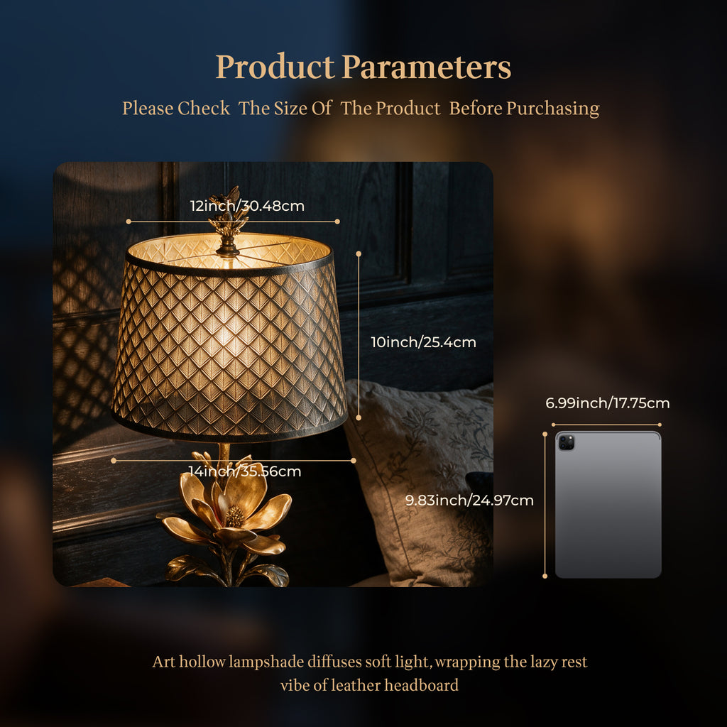 ALUCSET 12"×14"×10" Drum Lamp Shade, Bronze Gold Diamond Lattice Etched Metal Lampshade with Spider Fitter for Table & Floor Lamps