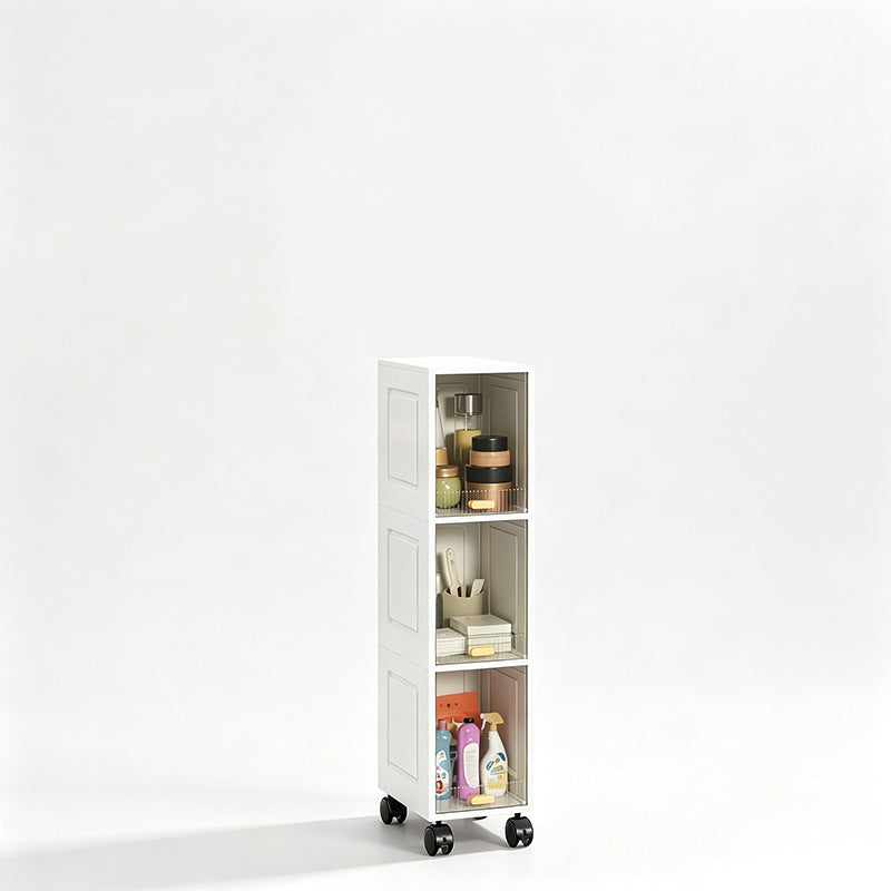 Slim Narrow Bathroom Storage Cabinet, Skinny Rolling Storage Shelf with Wheels, Ample Storage & Waterproof, Freestanding Gap Holder for Bathroom, Kitchen, Entryway & Small Spaces