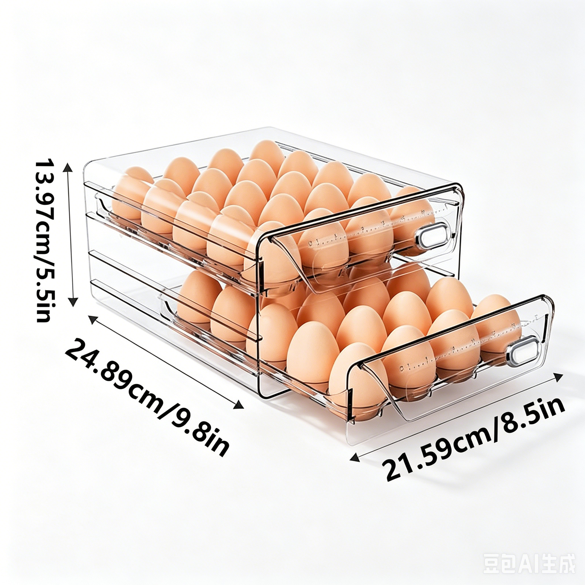 Egg Organizer for Refrigerator, Large Egg Holder for Fridge, Clear Egg Container for Refrigerator, Stackable Egg Storage Trays for Countertop, Egg Drawer Dispenser, Egg Storage Container
