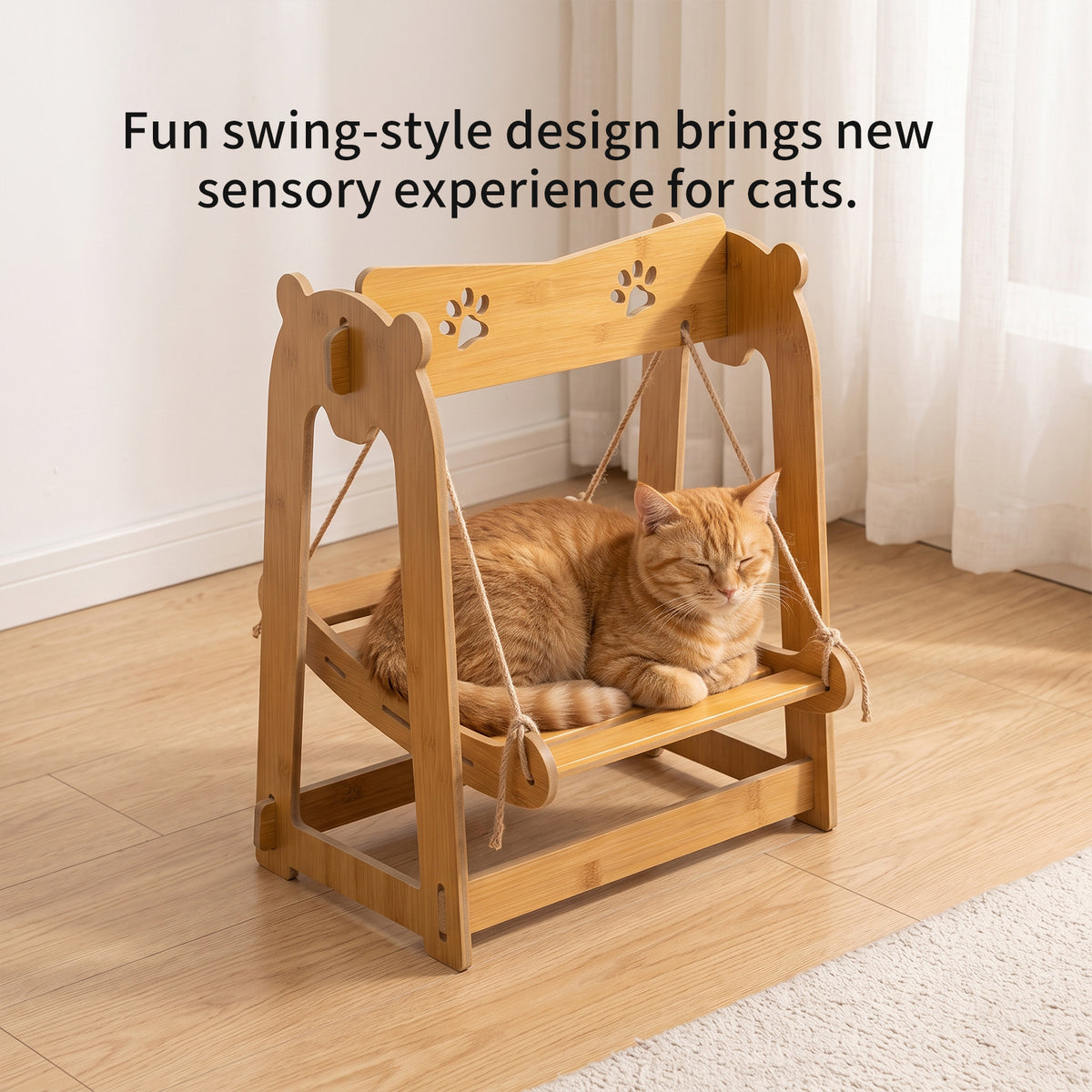 Indoor Cat Swing Hammock, Hanging Pet Bed for Cats and Small Dogs, Elevated Cozy Lounger Chair