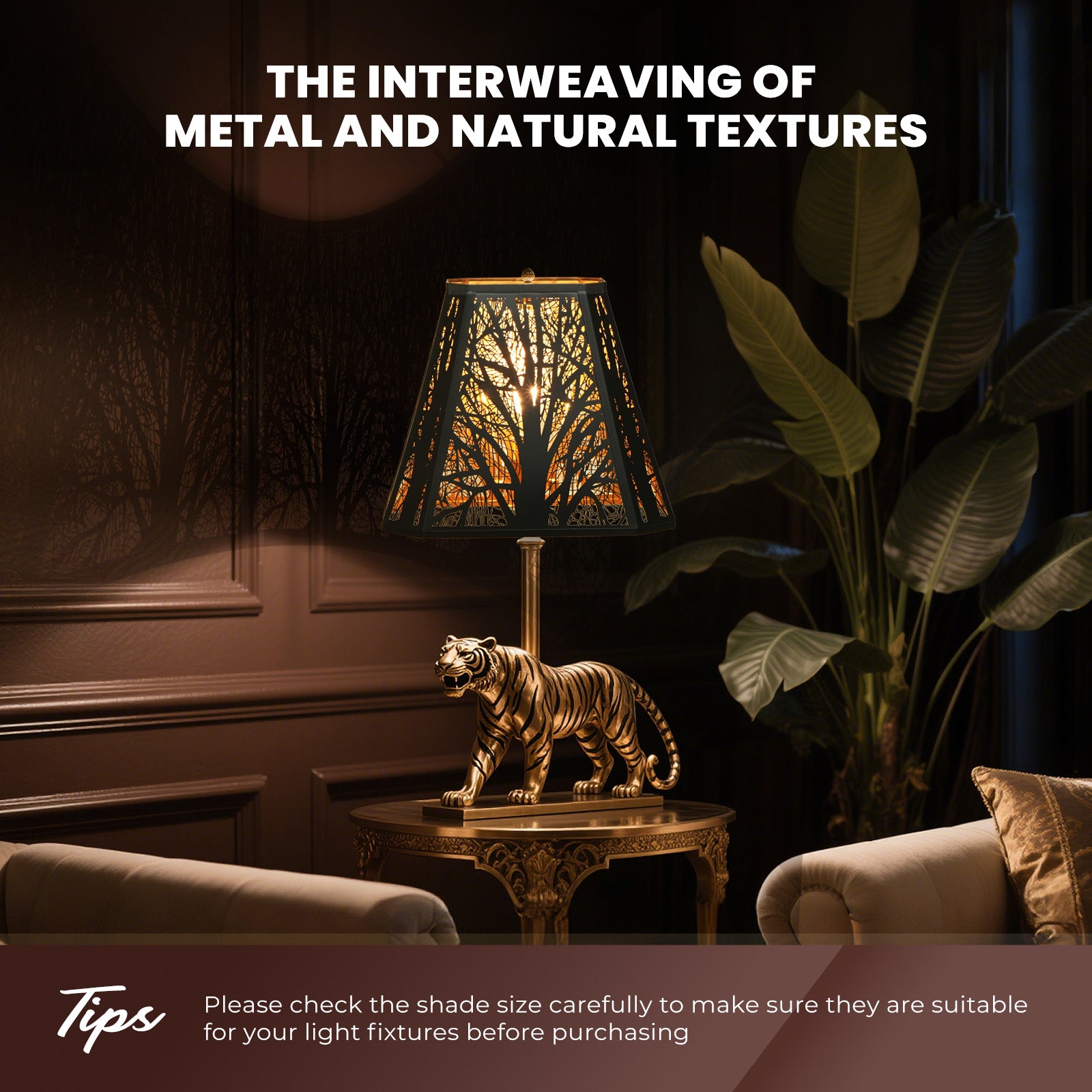 Etched Forest Bell Metal Lampshade