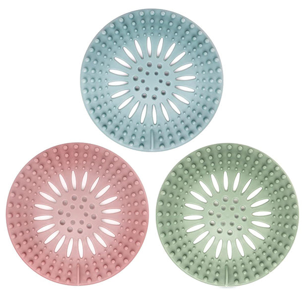 Sink Drain Strainer, Shower Drain Hair Catcher, TPR Drain Hair Catcher, Flat Drain Cover Anti-Clog Hair Trap for Tub Sink Laundry- Random Color