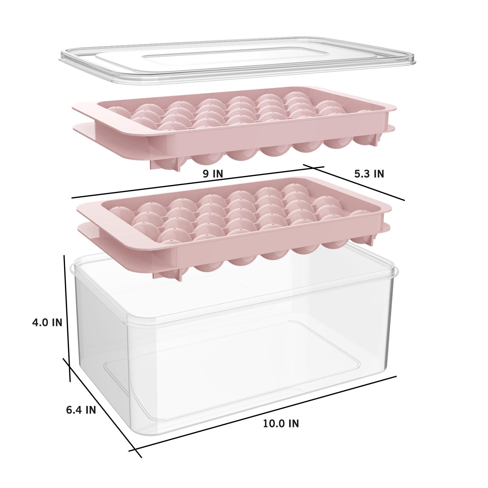 1-Inch Round Ice Cube Tray with Lid and Storage Bin, Small Sphere Ice Ball Molds for Freezer, Reusable Ice Maker Tray for Whiskey, Cocktails & Daily Drinks