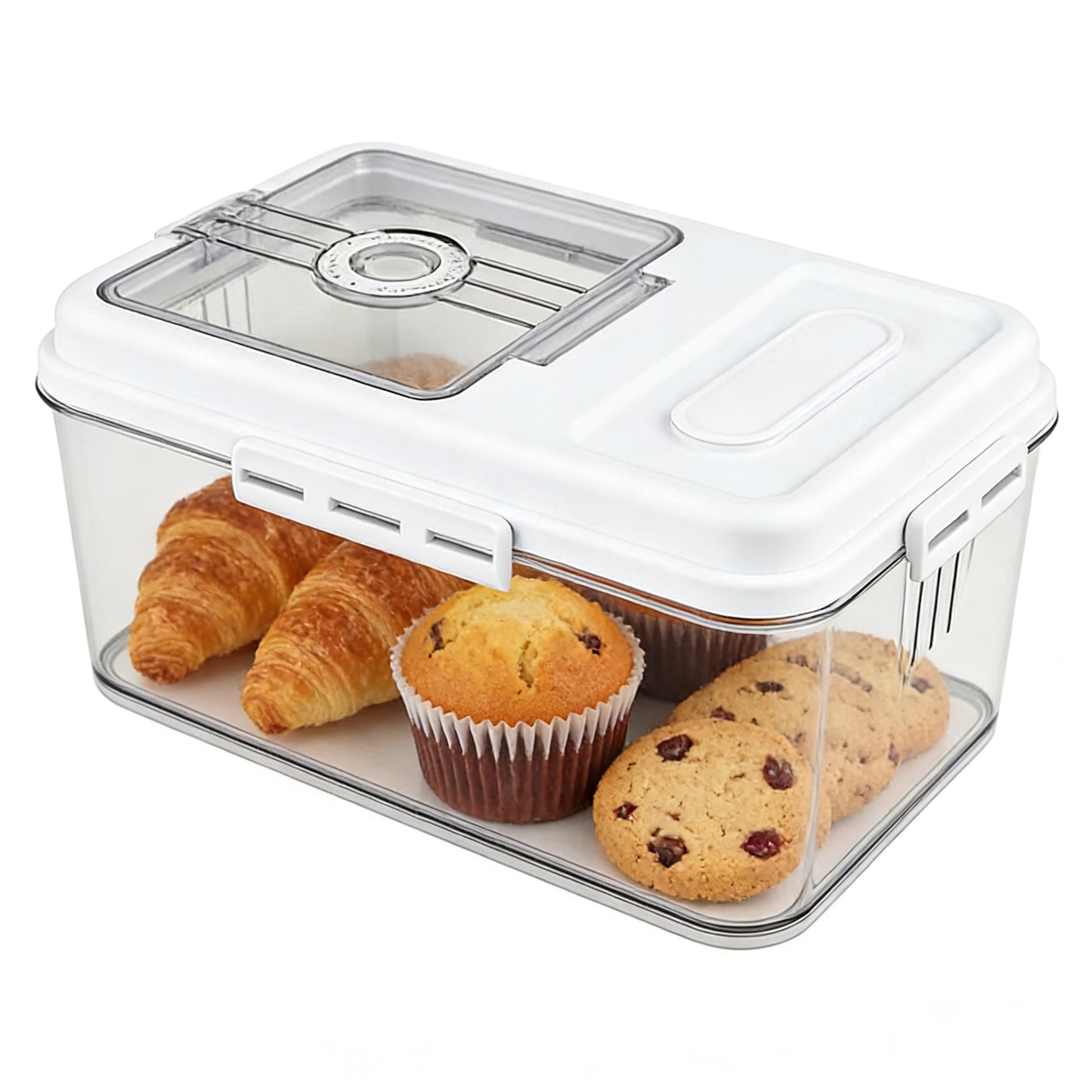 Large Airtight Bread Storage Container with Time Recording Lid, Bread Box for Kitchen Countertop, Bread Keeper Holds Loaf, Toast & Cookies