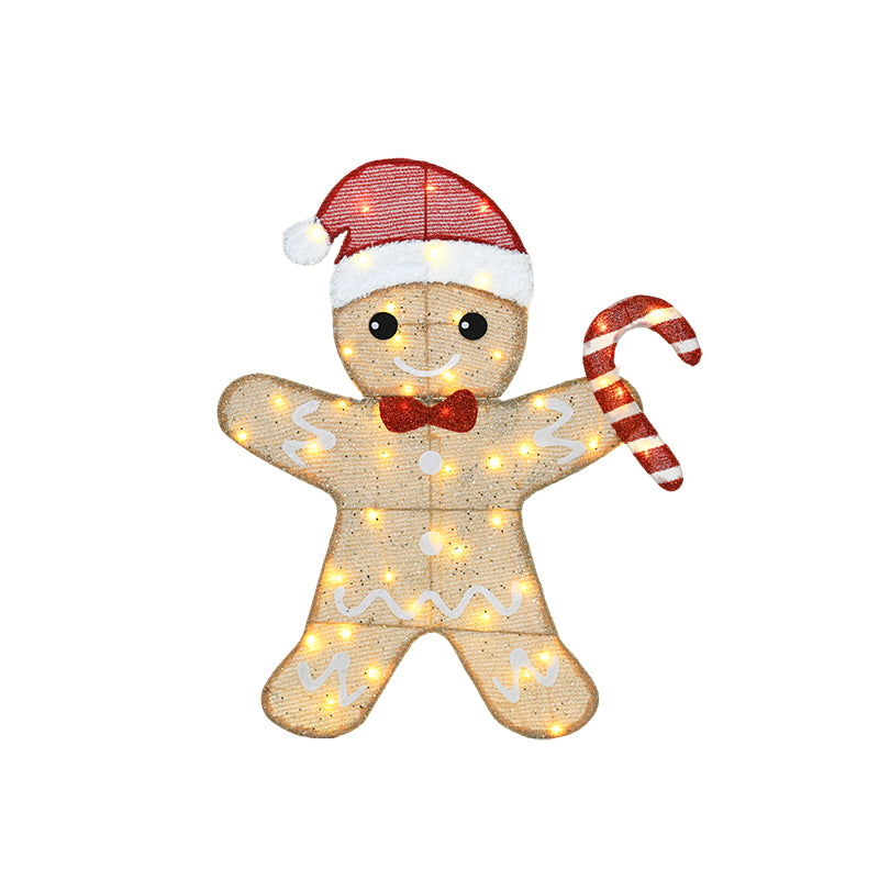 32"H 2 Boxes Heart-Shaped Gingerbread Men String Lights (50+50), Warm White Leather Line, Holiday Decoration. Add warmth & joy to home/office, enhance festive atmosphere.