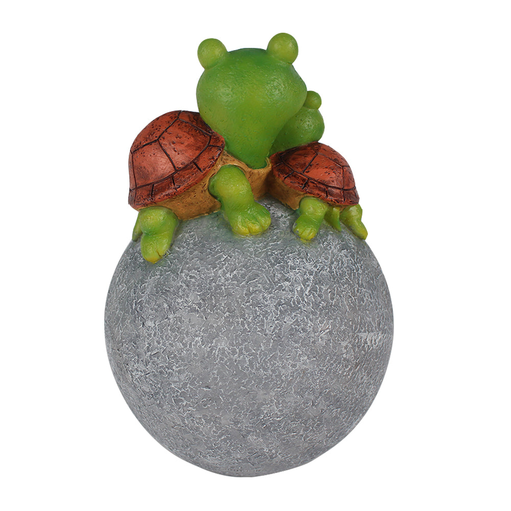 Two Welcome Turtle Statues on Rock, Resin Garden Lawn Ornament, Outdoor Sculpture Decor for Yard, Patio & Lawn, 8 x 5.5 Inches