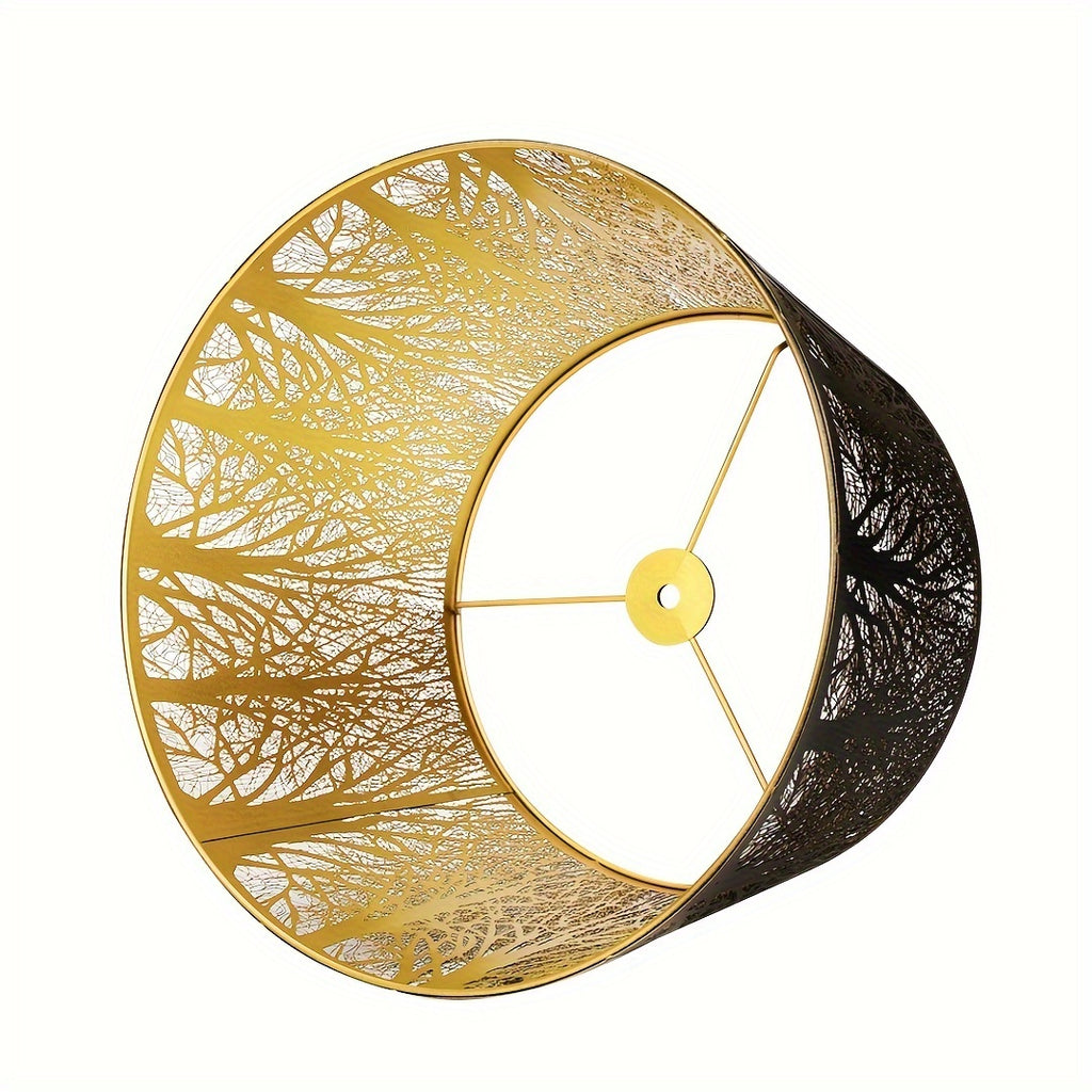 Forest Pattern Drum Lamp Shades Set of 2 – 10" Top x 12" Bottom x 8" High, Natural Replacement Shades for Table Lamps