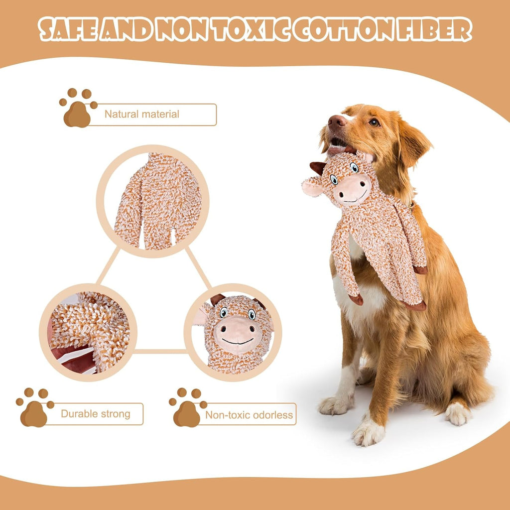 No Stuffing Dog Toys for Large Dogs, 5 Pack Squeaky Crinkle Interactive Dog Animals, Plush Teething Toys to Keep Them Busy, Cute Funny Dogs Gifts for Small Medium Large Breed