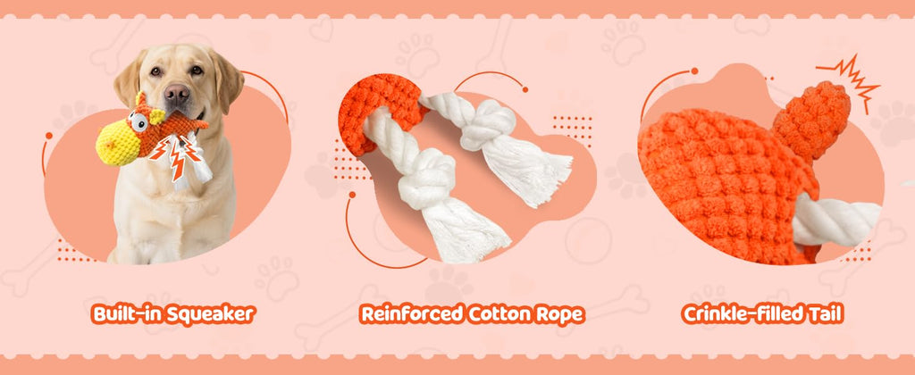 Dog Toys - Plush Dog Toy for Small, Medium, and Large Dogs, Great for Tug-of-War and Playtime