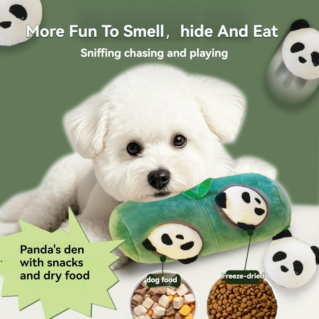 Dog Puppy Snuffle Hide-and-Seek Toy Set Cute Panda Bamboo Shapes Crinkle Paper BB Sound Slow Feeding Pet Toy Dog Accessories Gift for Christmas (Bamboo)