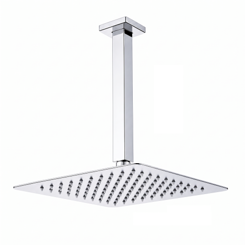 AEELLEEA 9.84 Inch Square Rain Shower Head with 11.2 Inch Ceiling Shower Arm, Chrome Overhead Rainfall Shower for Bathroom