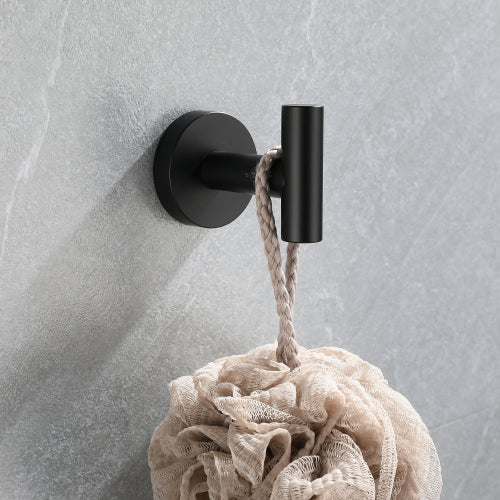 AEELLEEA 5-Piece Brushed Stainless Steel Wall Mount Bathroom Hardware Set with Towel Bar, Towel Ring, Toilet Paper Holder & Hooks