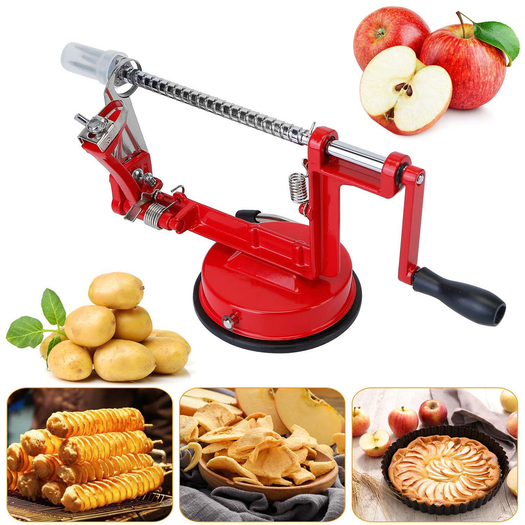 3 in 1 Apple Peeler Slicer Corer, Manual Hand Crank Fruit Peeler with Strong Suction Base, Stainless Steel Blade for Apple Potato