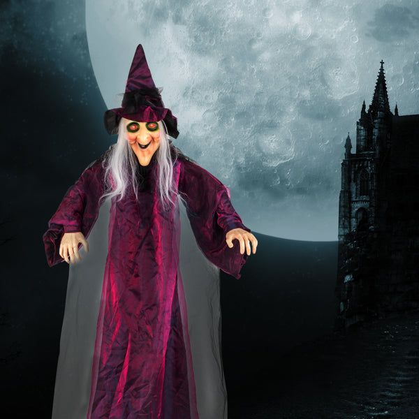 71 in Life‑Size Hanging Witch Ornament with Sound Activated for Halloween Yard Porch Party Holiday Decor