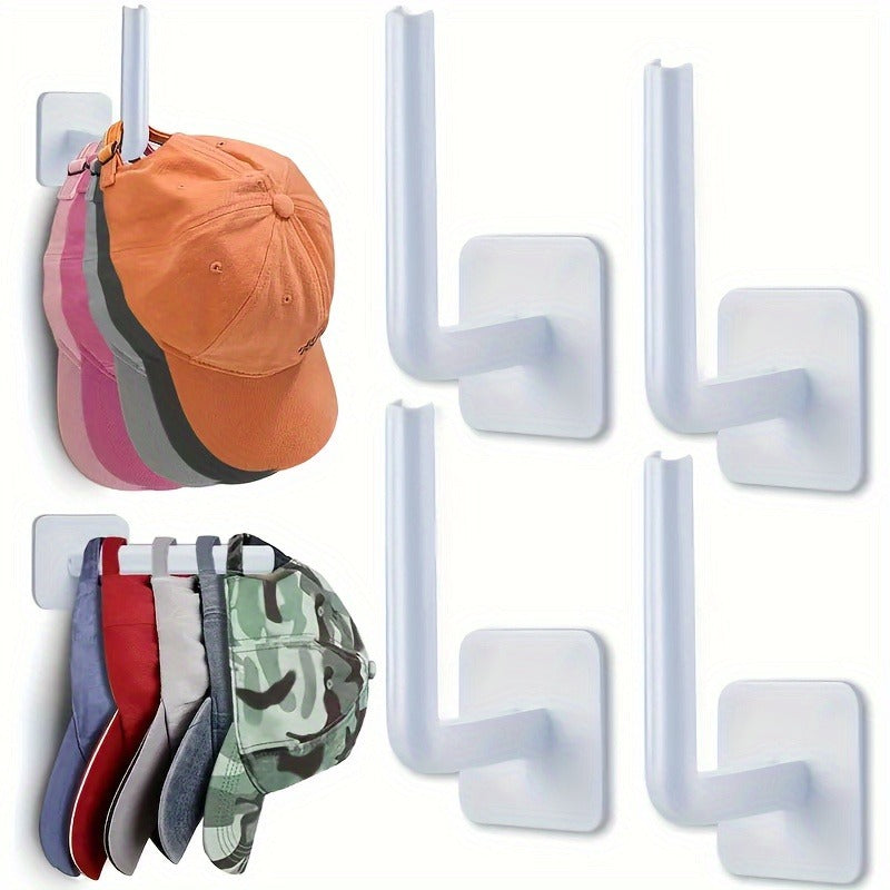 Adhesive Hat Hooks for Baseball Caps, No Drill Wall Mount Cap Holder, Hat Organizer Rack, White & Black 2 Colors