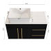 Bathroom Vanity with Mirror Cabinet, Black and White Modern Vanity with Gold Handles, Ceramic Sink Cabinet with Soft Close Drawers