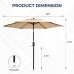 Patio Umbrella Outdoor Market Table Umbrella, 100% Polyester Sun Umbrella with Push Button Tilt and Crank, for Garden Deck Pool
