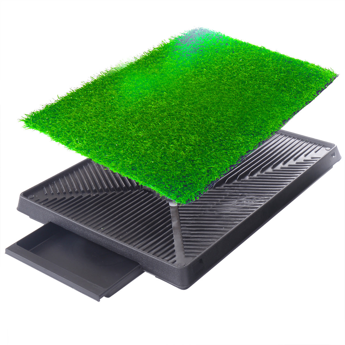 Dog Grass Pad with Tray, Washable Reusable Artificial Turf Pee Pad, Indoor Pet Toilet for Small Medium Dogs，25" x 20"