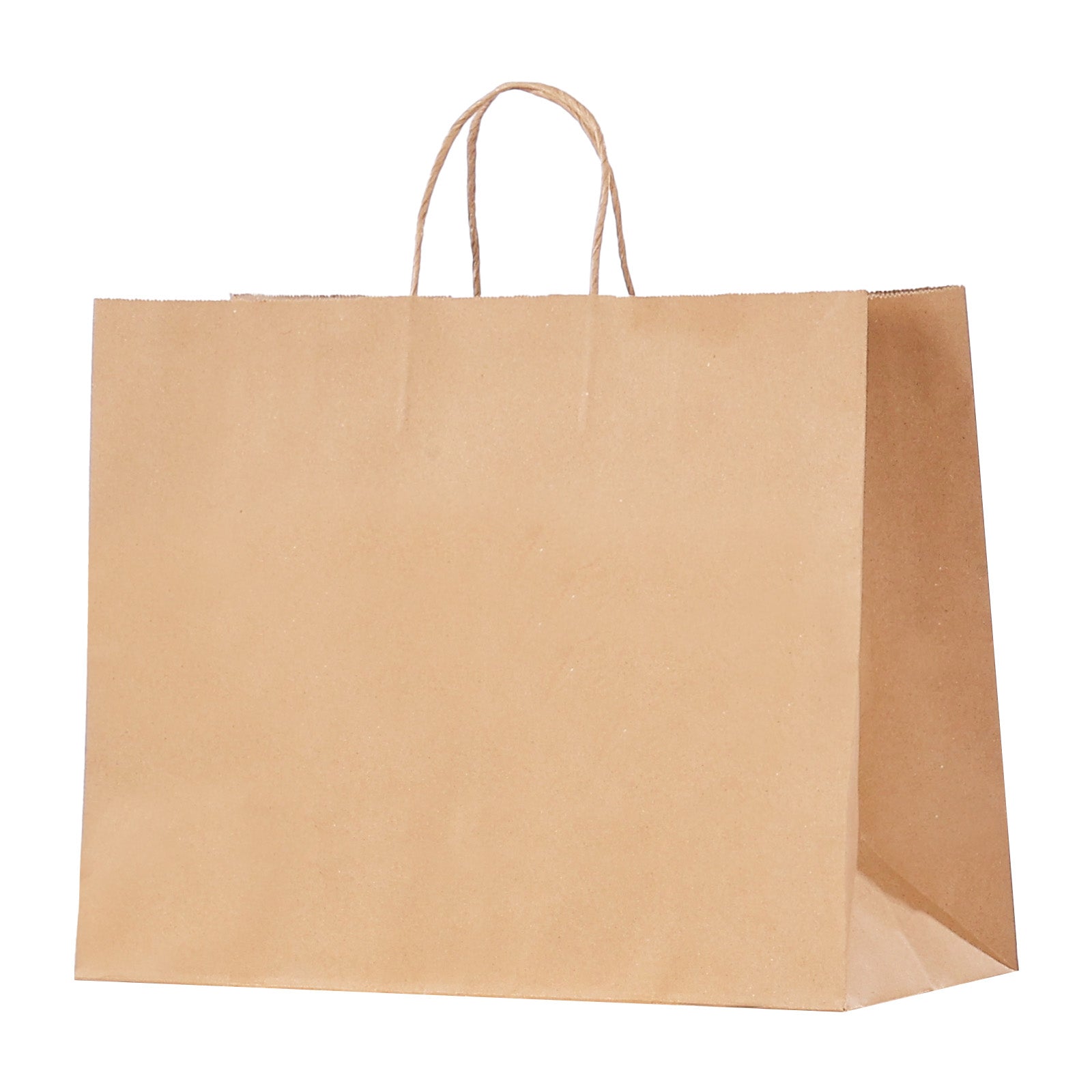 50 Pack 16x6x12 Inch Brown Kraft Paper Bags with Handles, Recyclable Plain Gift Shopping Totes, Disposable Retail Merchandise Bags for Party Boutique Grocery Packaging