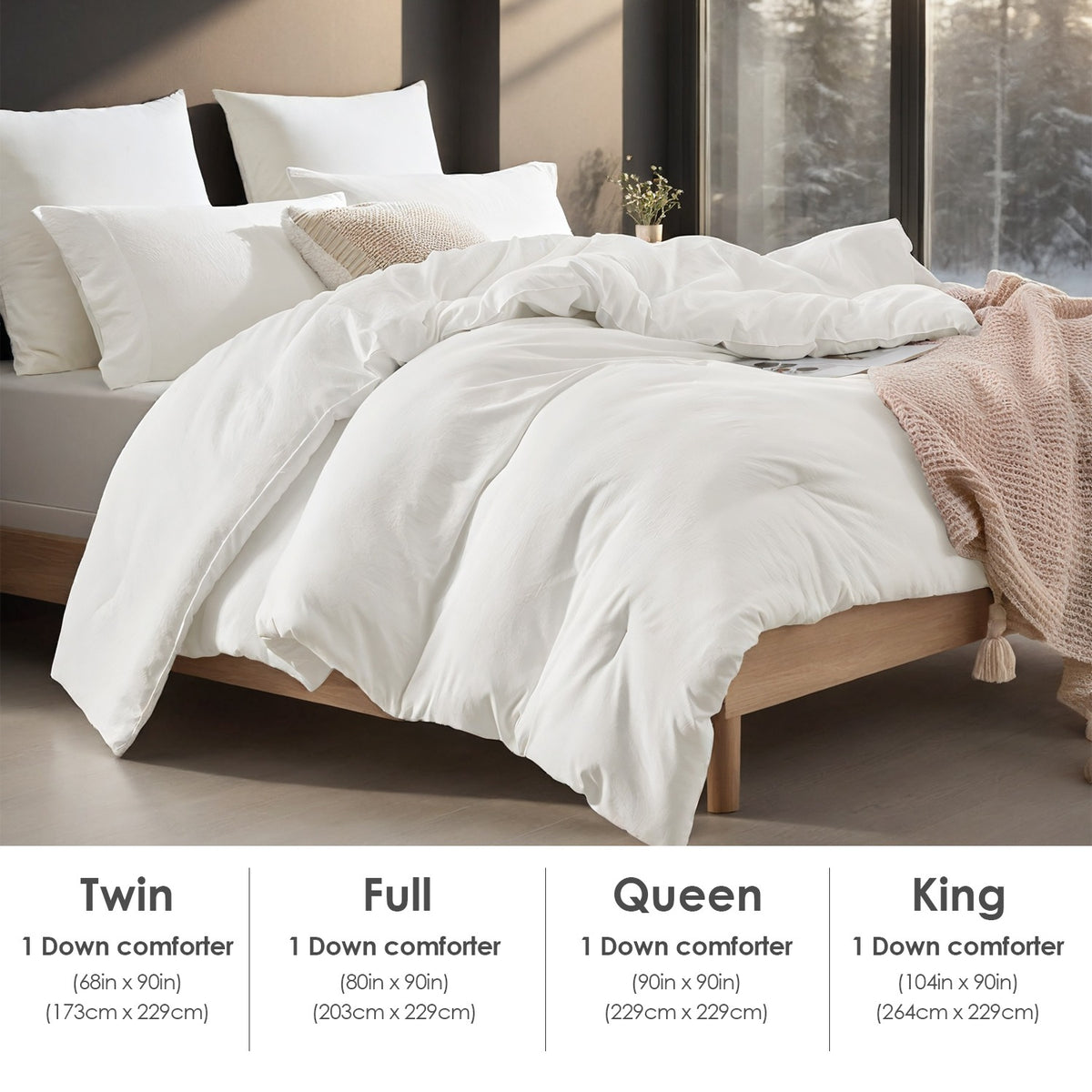 AEELLEEA 2 Pack All Season Polyester Brushed Comforter Inserts, Soft Cotton-Look Duvet Core, Breathable Lightweight Bed Comforters for Bedroom & Dorm
