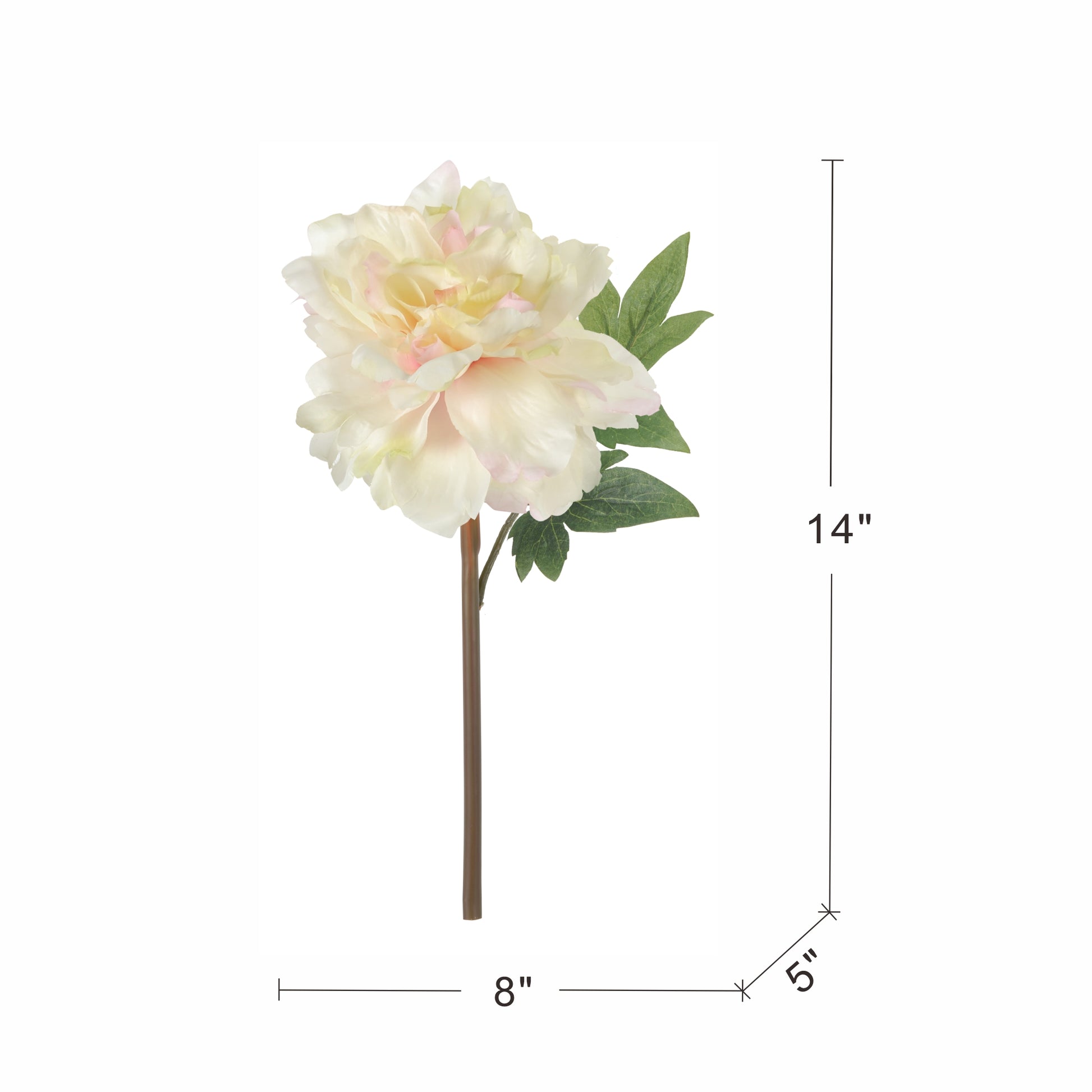 Almost Real 14" Peony - White with Pink, 4 Pack
