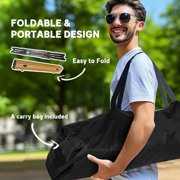 Aeelleea 35.4 Inch Aluminum Folding Camping Table, Portable Outdoor Picnic BBQ Table with Storage Bag & Side Organizer, Brown