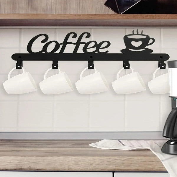 Aeelleea 1pc Coffee Mug Holder Wall Mounted, Metal Coffee Mug Rack for Wall, Coffee Cup Rack wall hooks，coat hooks