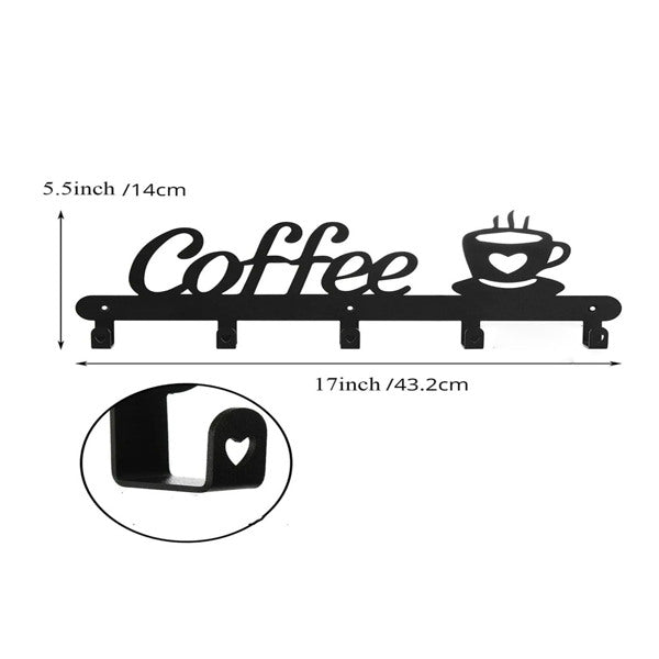 Aeelleea 1pc Coffee Mug Holder Wall Mounted, Metal Coffee Mug Rack for Wall, Coffee Cup Rack wall hooks，coat hooks