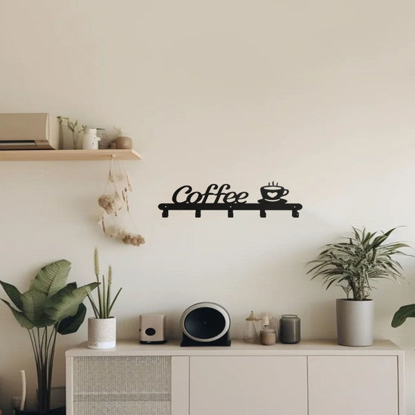 Aeelleea 1pc Coffee Mug Holder Wall Mounted, Metal Coffee Mug Rack for Wall, Coffee Cup Rack wall hooks，coat hooks