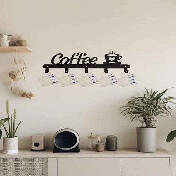 Aeelleea 1pc Coffee Mug Holder Wall Mounted, Metal Coffee Mug Rack for Wall, Coffee Cup Rack wall hooks，coat hooks