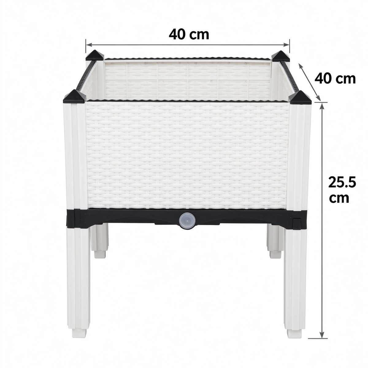 AEELLEEA-2Pcs Free Splicing Injection Planting Box, White Rattan Texture Plastic Raised Garden Planter for Balcony Patio Herb Vegetable Growing