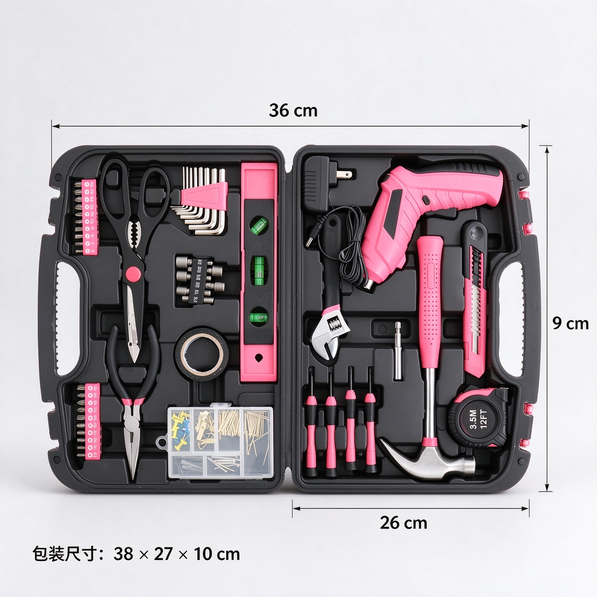 AEELLEEA-149 Piece Household Hand Tool Kit with Storage Case, Home Repair DIY Hand Tools Set with Hammer, Pliers, Level & Screwdriver Bits
