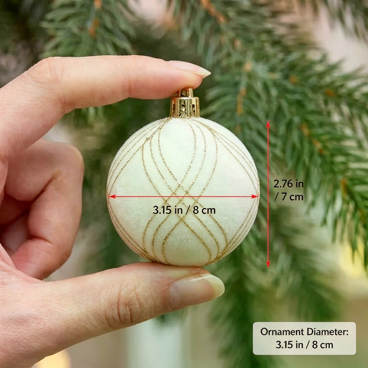AEELLEEA-38Pcs White Velvet Christmas Ornament Set, Assorted Shatterproof Hanging Decorations with Balls, Snowflakes