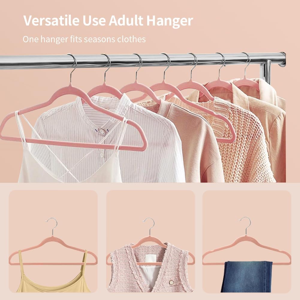 AEELLEEA 10 Pack Velvet Hangers, Premium Non-Slip Clothes Hangers, Pink