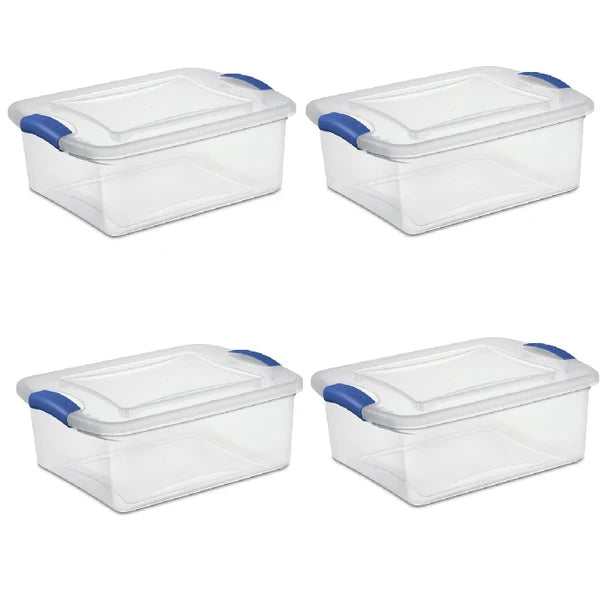 15 Quart Clear Plastic Storage Bin with Latching Lid, Stackable BPA-Free Transparent Organizer Box for Home Closet`